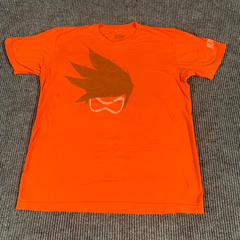 Overwatch T Shirts‎ Mens Large Orange Blizzard Entertainment Tracer Gamer Nerd